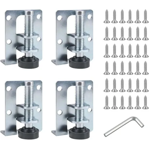 4 Pcs Legs of Leveling White, Legs of Leveling Robustes Legs of Leveling Adjustable Robustes with Screws in Zinc and Wrench Has Seven Slots