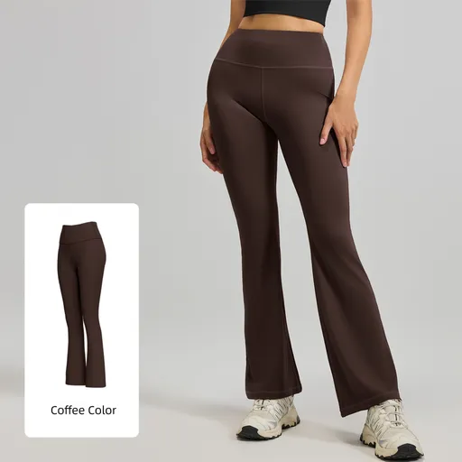 XXXL Coffee High-Waisted Flared Yoga Pants – Sculpting & Slimming Fitness Leggings