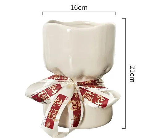 Ceramic Vase Handcrafted Minimalist 21cm Height White
