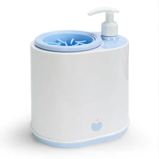 Blue Electric Pet Paw Cleaner Automatic Dog Foot Washer Cup with Built-in Soap Dispenser Soft Silicone Massage Bristles for Small Dogs & Cats