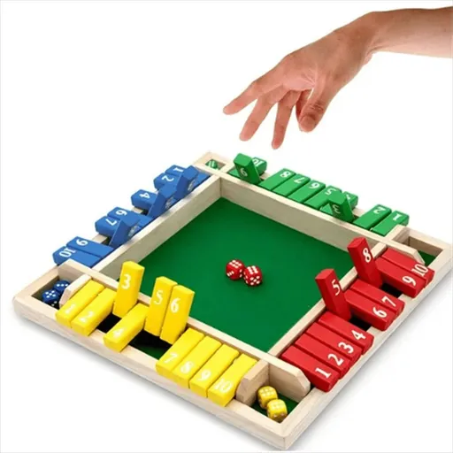 Wooden Shut The Box Dice Game for 2-4 Players, Classics Tabletop Version and Pub Board Game