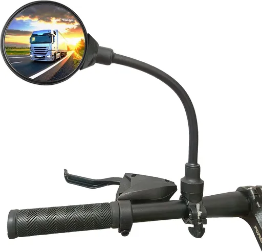 Bicycle Mirror E-bike Rearview Mirror - handlebar lens bicycle mirror - Bicycle mirror right - round mirror - safe rearview mirror for bicycle - scratch-resistant glass lens - adjustable and rotatable safe rearview mirror - 360º Rotatable