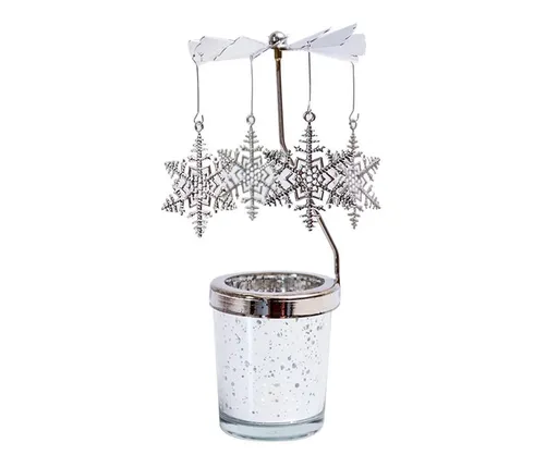 Rotating Carousel Tea Light Hanging Deer Candle Holder Candlestick Room Decor-Snowflake *