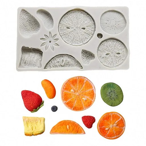 Fruit Strawberry Lemon Kiwi Tangerine Slice Shape Silicone Molds for DIY Cake Fondant Biscuit Cookies Soap Sugar Pudding