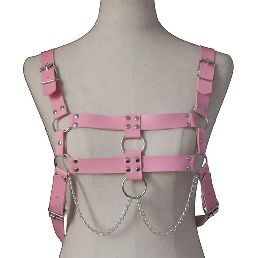 AX Punk PU Cross Strap for Men and Women Pink