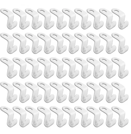 50 Pieces - Coat Hook - Hanger Connector Hooks - Coat Hook - Hanging Hooks - White - Hanger Extension Clips - Plastic - for Outfit Cascading Hanger Hooks - Space-Saving Organizer