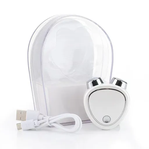 White Microcurrent Face Lifting Massager - Sonic Vibration, V-Shape Sculpting