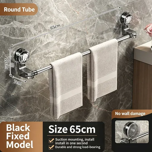 Punch-Free Fixed Wall Mount Slipper Rack, Hanging Drain Shoe Storage Bracket For Washroom, Transparent Black Fixed Type, 65cm, Spacious Bathroom Shoe Organiser