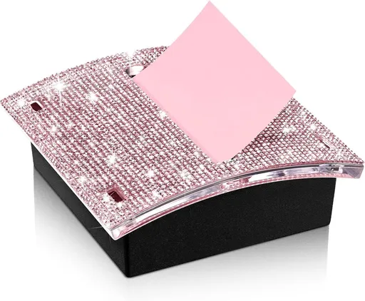 Self Stick Note Pad Holders Pink Cute Note Holder Sticky Dispenser Extract sticky note box, plastic sticky note holder, easy to stick box, tissue box