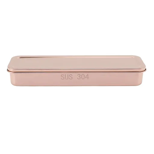 Stainless Steel Cutlery Tray Holder Kitchen Chopstick Spoon Fork Storage Box with Lid Drainer Rose Gold