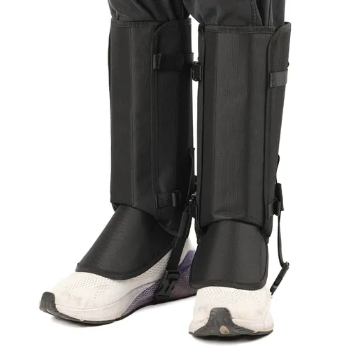Black Outdoor Waterproof Leg Gaiters - Anti-Snake Bite & Scratch Protection Boot Covers - Breathable Nylon Oxford Leg Guards for Hiking Camping