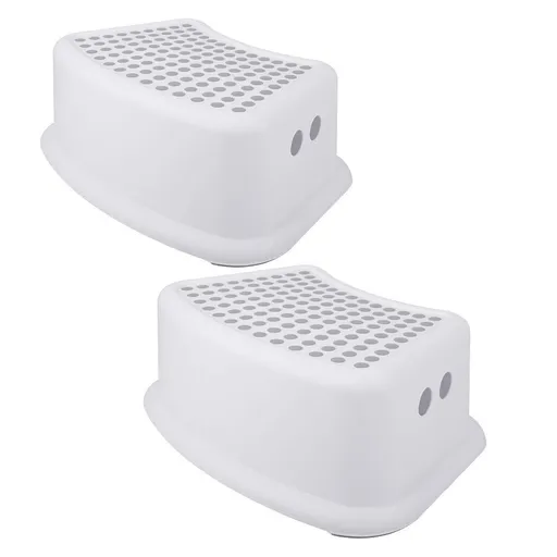 Step Stool or Kids (2 Pack), Toddlers Stool or Potty Training, Bathroom, Kitchen, Bedroom, Toy Room and Living Room. Toilet Stools with Sot Anti-Slip Grips or Saety, Stackable (Grey)