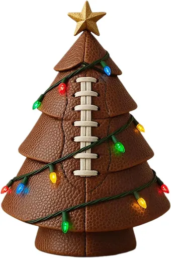 Football-themed Christmas tree decoration mixed set with gold stars brown