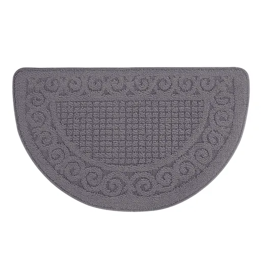Entrance Semicircular Floor Mat, Non-Slip Outdoor and Indoor Carpet with Moisture-Proof Backing, Polyester Fabric for Safety and, Grey