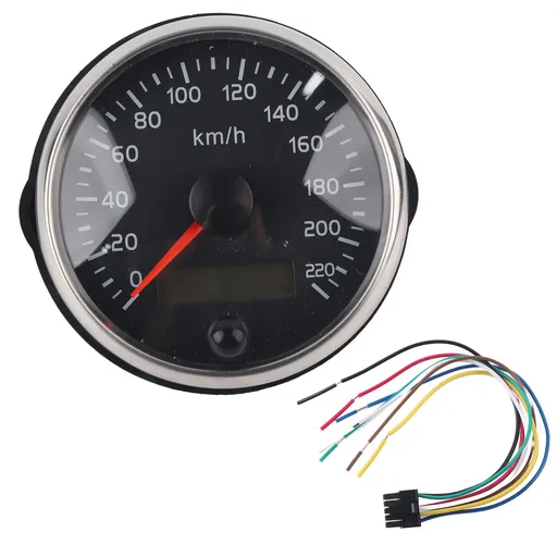 85mm Speedometer LCD Adjustable Waterproof 220KM/H for 12V/24V Car Truck Boat Motor, Stainless Steel + Plastic material, Black/White Color Options