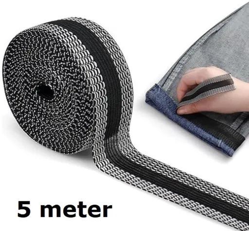 Iron-on tape - Shorten trousers - Shortening hem tape - Black - 5 meters