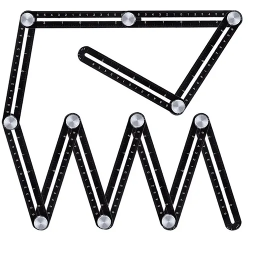 Multi Angle Measuring Ruler,12-Sided Angle Measurement,Tile Holes Measure Ruler Holes Positioning Apertures,Upgrade Multi Angle Ruler/Metal/Black