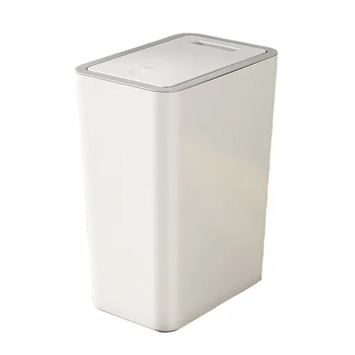 12L White Trash Can with Lid, Durable Corrosion-Resistant Odor-Proof Leak-Proof for Kitchen Bathroom Living Room, 12L