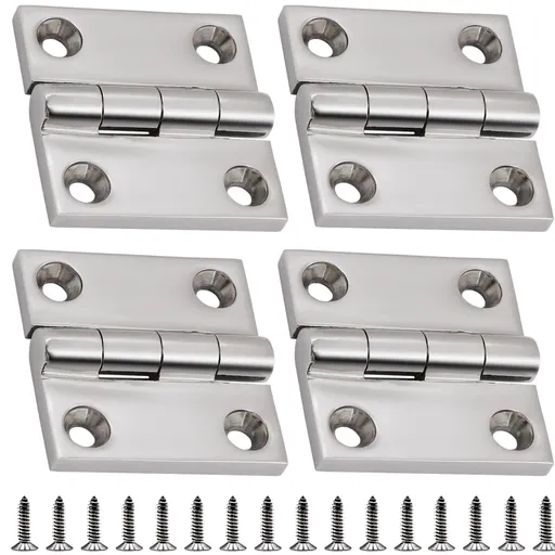 316 Stainless Steel Hinges Marine Grade 2" x 2" Heavy Duty Boat Hatch Hinge (50 mm X 50 mm) 4 Pack Casting Cabinet Door Hinge with Screws