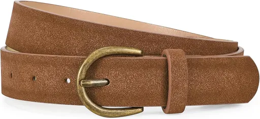 Women Suede Leather Belt for Jeans Vintage Leather belt for Pants Ladies Waist Belts with Bronze Buckle