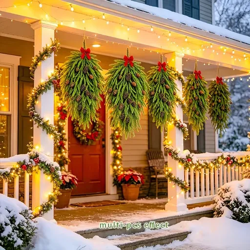 Christmas Pinecone Garland 10 Piece Garland Set Christmas Mantel Decor Holiday - Multi-color - Size 01