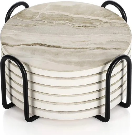 Marble Absorbent Drink Coasters Table Protection