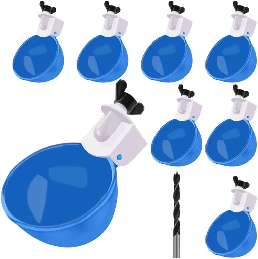 Poultry Drinkers Automatic Chicken Waterer Cups 8 Pack Large Blue Leakproof Design Suitable for Ducks Chicks Geese Turkeys Rabbits