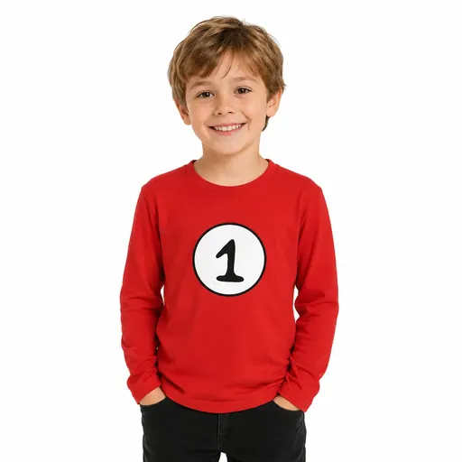 Kids Cat In The Hat Thing 1 Dr Seuss Red Top Party Costume Book Week Childrens