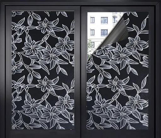 Window Film - Blackout Window Film - Blackout Window Film - Sun Protection - Anti-glare - Adhesive Window Film - Blackout Cloth - Black - Including scraper - Easy installation - Window sticker - 45x100cm - Supplied with self-adhesive backing - D