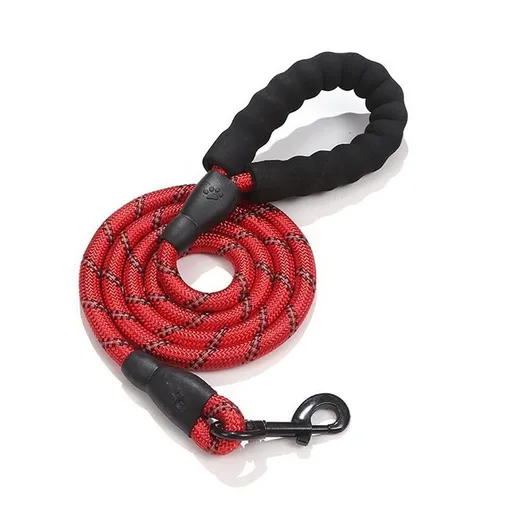 Reflective Dog Leash for Small, Medium, and Large Breeds – Durable Nylon Rope Leash with Soft EVA Foam Handle, Secure Metal Hook, and 360° Night Visibility for Safe Daily Walks, Available in Multiple Vibrant Colors and Lengths (Red, 1.5m×0.8cm（5ft×5/