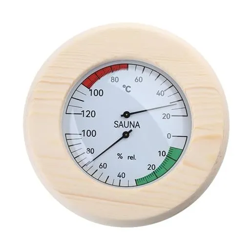 Sauna Thermometer and Hygrometer – 2-in-1 Analog Gauge, Wooden Frame Sauna Room Monitor, Easy-to-Read Wall-Mounted Sauna Accessory for Home Spa or Cabin