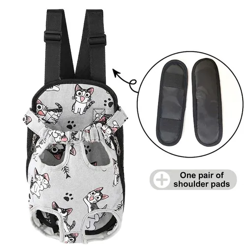 Portable Pet Front Chest Backpack for Small Dogs and Cats – Hands-Free Travel Carrier with Adjustable Straps, Breathable Mesh, and Padded Shoulder Pads for Comfortable Outdoor Adventures (XL, Grey)