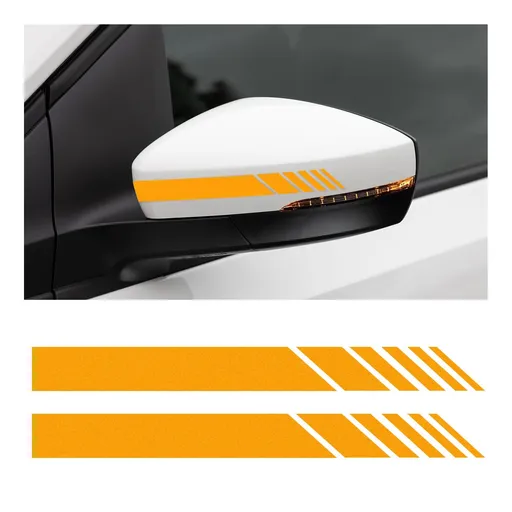 2 PC Rearview Mirror Sticker, Striped Car Pull Sticker, Car Exterior Accessories, Car Body Sticker Side Decal, DIY (Orange)