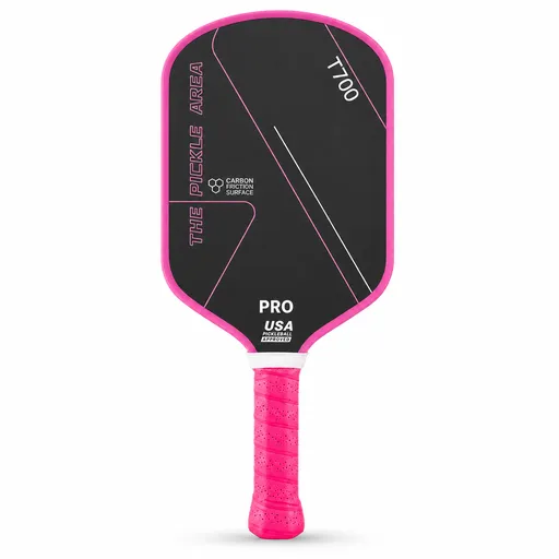 T700 Carbon Fiber Pickleball Paddle, USAP Approved Racket with Carbon Friction Surface for Spin, Control & Power – Hot Pink