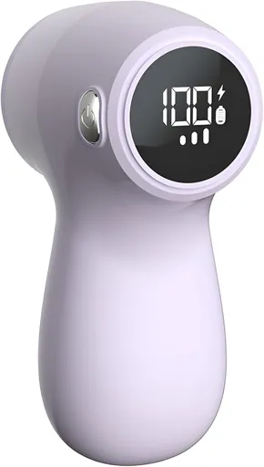 Rechargeable Electric Lint Remover with Digital Display, Fabric Shaver for Jumpers, Blankets and Upholstery, Purple