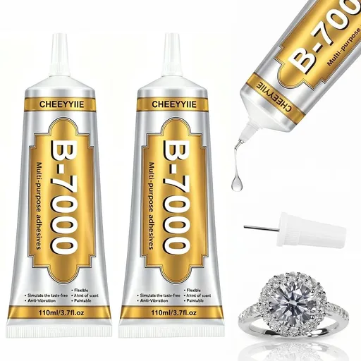 2 Count 110ml B7000 Clear Industrial Grade Multi-Purpose Adhesive, Strong Bond for Rhinestones, Crafts, Jewelry, Fabric, Wood, Glass, Phone Repair and Crystal Stone Bonding