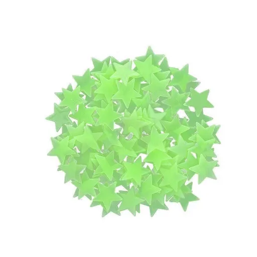 100 Pieces Glow-in-the-Dark Luminous Star Wall Stickers for Bedroom or Ceiling Decor - Green