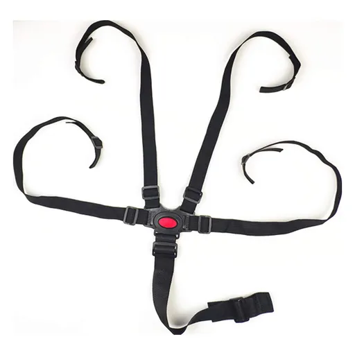 5 Point Harness Seat Belt Safety Harness Full Protection 5 Point Security Harness Seatbelt for High Chair and Pushchair Black