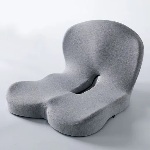 Grey Ergonomic Memory Foam Seat Cushion & Lumbar Support(44x42x32CM) - Relieves Sciatica & Corrects Posture with Breathable Cover