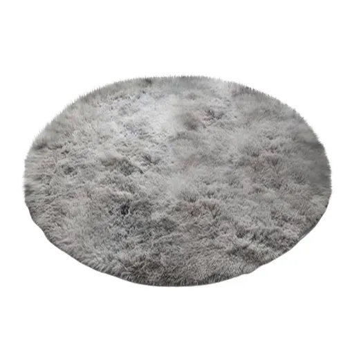 Tie-Dyed Gray Round Rug, Ultra-Soft Plush Modern 2x2 Ft Circle Area Rug for Bedroom, Fluffy Shag Circular Rug for Living Room,
