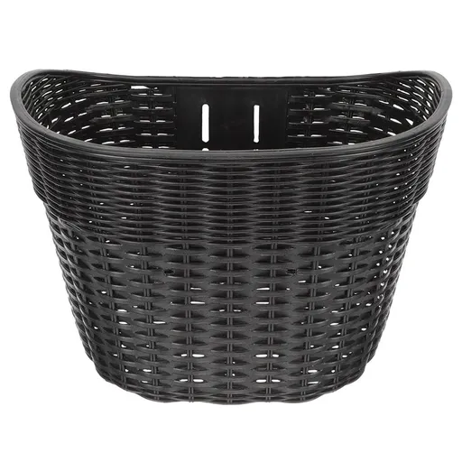 Black Plastic Woven Front Bike Basket Durable Detachable Bicycle Handlebar Storage