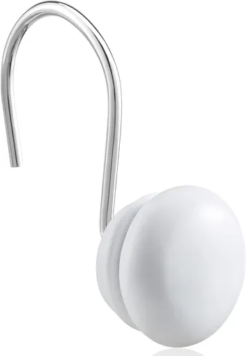 White Shower Curtain Hooks, Rt Proof Shower Curtain Rings for Bathroom, Decorative Shower Hooks Hangers for Shower Curtain Rod,Set of 12