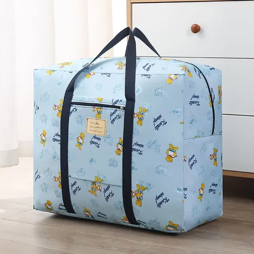 Oxford Cloth Travel Storage Bag Waterproof Fold. Little Blue Bear Medium 42X32X17cm