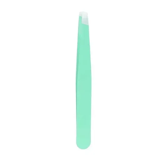 Stainless Steel Hair Eyebrow Tweezers Plucker Puller Beauty Slanted Nail Tip - Green