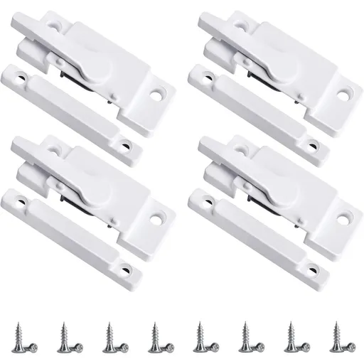 4Pcs Window Sash Locks, Window Latches Replacement, Window Locks for up and Down Windows, Replacement Window Locks for Vertical and Horizontal Sliding Windows, White
