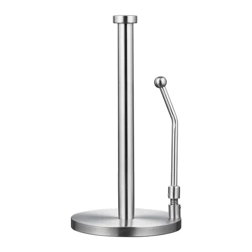 Paper Towel Holder, Paper Towel Dispenser Standing Weighted Base Non Slip, Spring Arm for Easy Tear, Stainless Steel Paper Towel