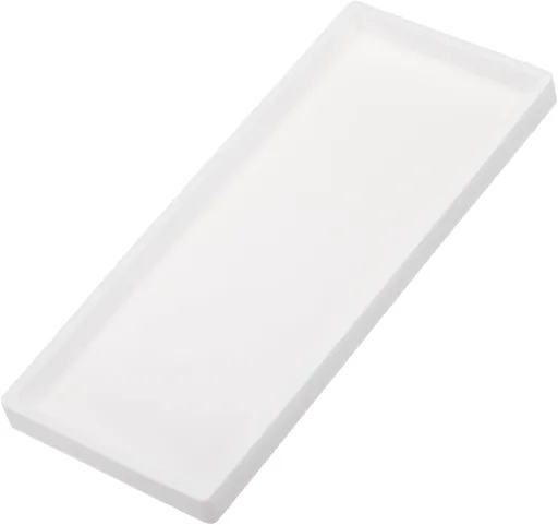 Silicone Bathroom Tray, 12" x 5" Soap Dispenser Tray Jewelry Organizer Dish for Restroom, Dresser, Kitchen Sink Jewelry, Coin, Key, Pure White 11.8" 4.9" 0.8"