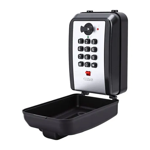 Wall-Mounted Lock Box for Keys with Code, 4 Digits Combination Key Lock Box with Resettable Spare Key, Weatherproof & Large Capacity Key Safe Storage Lockbox for Home, Apartment, Office, Garage
