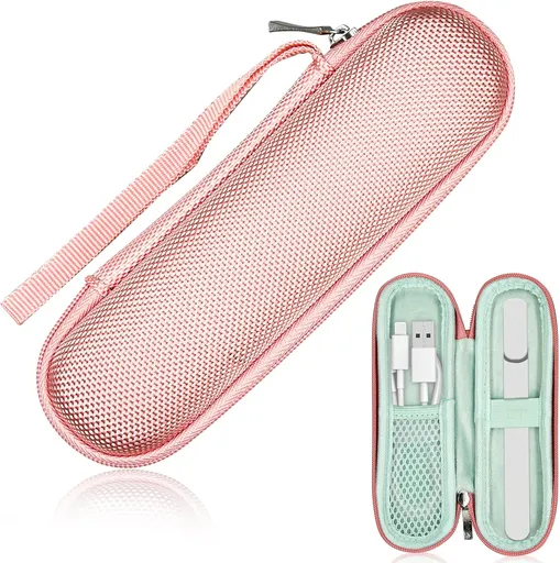 Portable Hard Carrying Case for Solowave 4 in 1 facial wand, Solawave wand for face Protective Bag Storing USB Cable, Hard Case Facial Wand with Zipper and Hanging Rope (Pink)