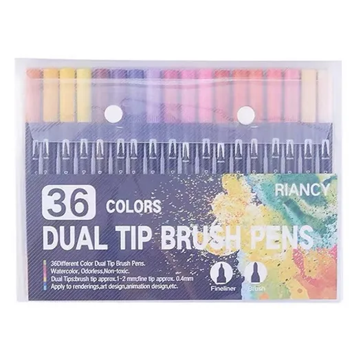 12-120 Watercolor Brush Pen Set Artist Sketch Marker - Black-36 Colours